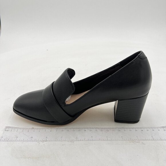 Classic Black Block Heel Loafers - Picture 2 of 8